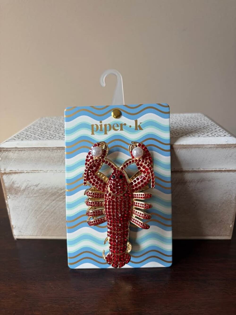 Piper K Red Rhinestone Lobster Hair Clip - Coastal - Gift
